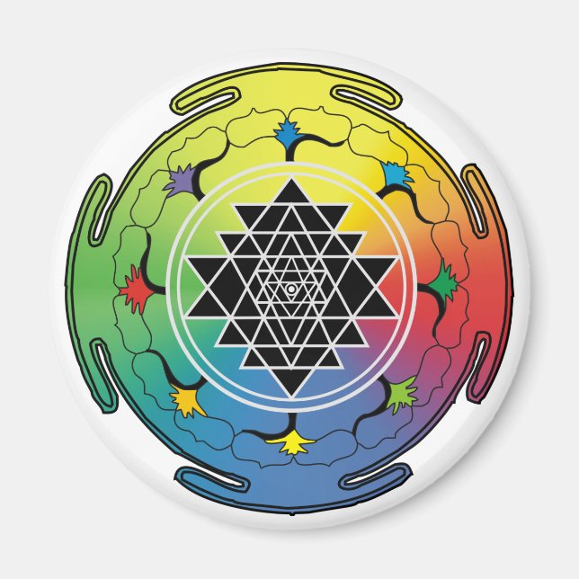 Sri Yantra Rainbow Magnet (Framsidan)