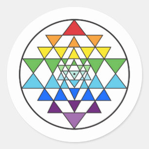 Sri Yantra regnbågeklistermärke Runt Klistermärke