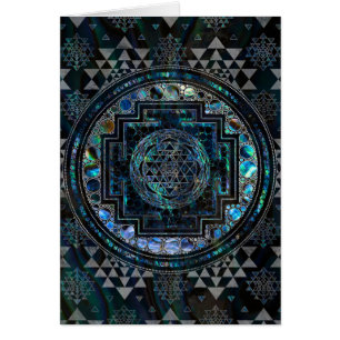 Sri Yantra/Sri Chakra Abalonesnäcka och silver Hälsningskort