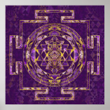 Sri Yantra/Sri Chakra Amethyst och guld