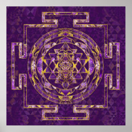 Sri Yantra/Sri Chakra Amethyst och guld Poster