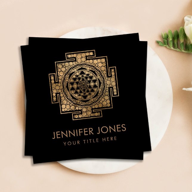 Sri Yantra / Sri Chakra Dot Art Fyrkantigt Visitkort (Skapare uppladdad)