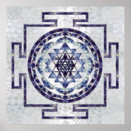 Sri Yantra/Sri Chakra Gemstone och pearl Poster