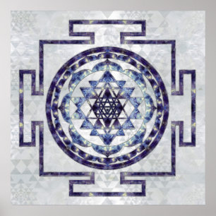 Sri Yantra/Sri Chakra Gemstone och pearl Poster
