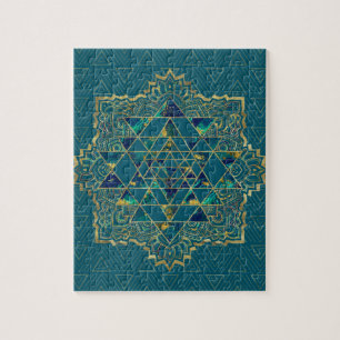 Sri Yantra/Sri Chakra guld, marmor och kricka Pussel