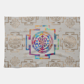 Sri Yantra/Sri Chakra i färg på kanfas Kökshandduk