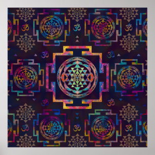 Sri Yantra/Sri Chakra i färg Poster