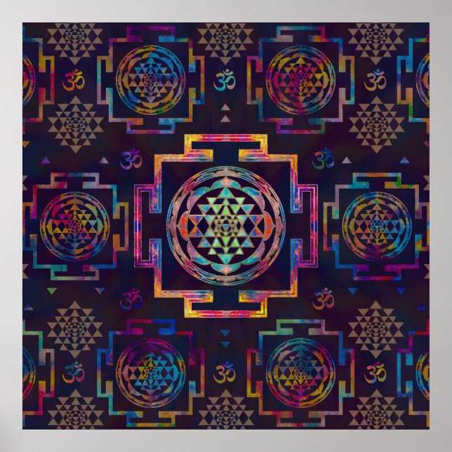 Sri Yantra/Sri Chakra i färg Poster (Framsidan)