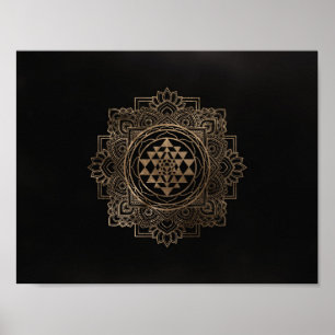 Sri Yantra/Sri Chakra i golden lotus Poster