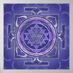 Sri Yantra/Sri Chakra Lila och Silver Poster