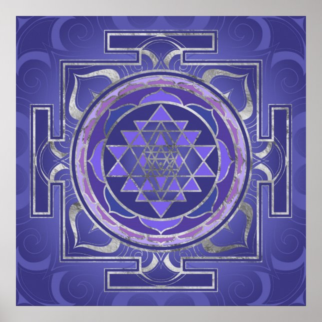 Sri Yantra/Sri Chakra Lila och Silver Poster (Framsidan)