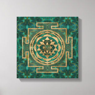 Sri Yantra/Sri Chakra Malachite och guld Canvastryck