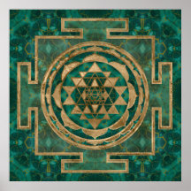 Sri Yantra/Sri Chakra Malachite och guld