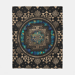 Sri Yantra/Sri Chakra marmor och guld Fleecefilt