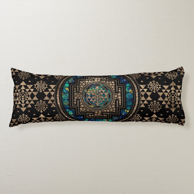 Sri Yantra/Sri Chakra marmor och guld Kroppskudde (Framsidan)