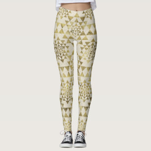 Sri Yantra/Sri Chakra mönster - guld- pastell Leggings