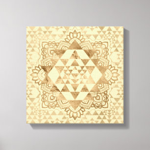 Sri Yantra / Sri Chakra Pastel Guld Canvastryck
