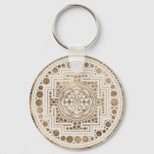 Sri Yantra / Sri Chakra Pastel Guld Nyckelring