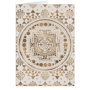 Sri Yantra/Sri Chakra pastellguld Hälsningskort