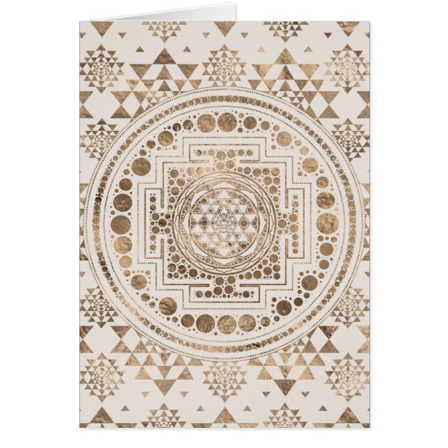 Sri Yantra/Sri Chakra pastellguld Hälsningskort (Framsidan)