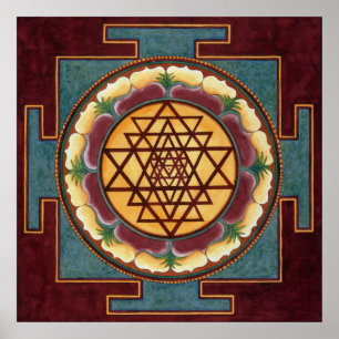 Sri Yantra vattenfärg Poster