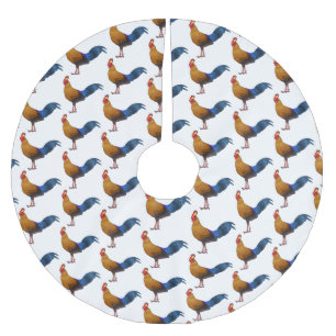 Srilankisk djungelhönsfågel tecknad illustration julgransmatta borstad polyester