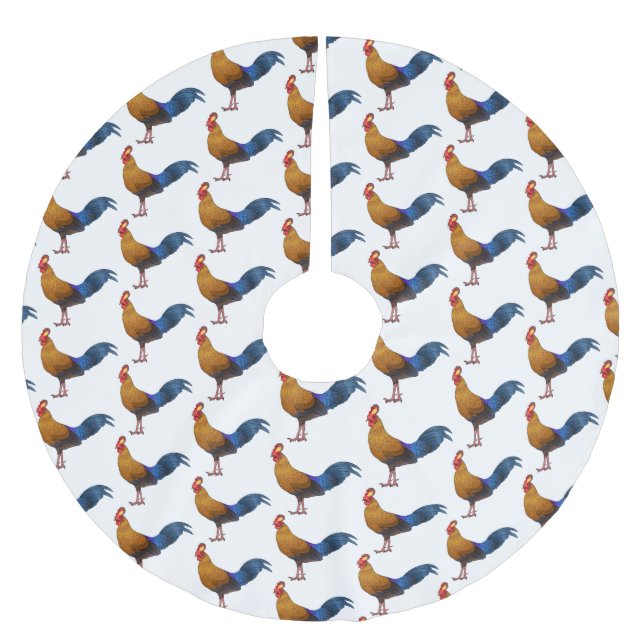 Srilankisk djungelhönsfågel tecknad illustration julgransmatta borstad polyester (Framsidan)
