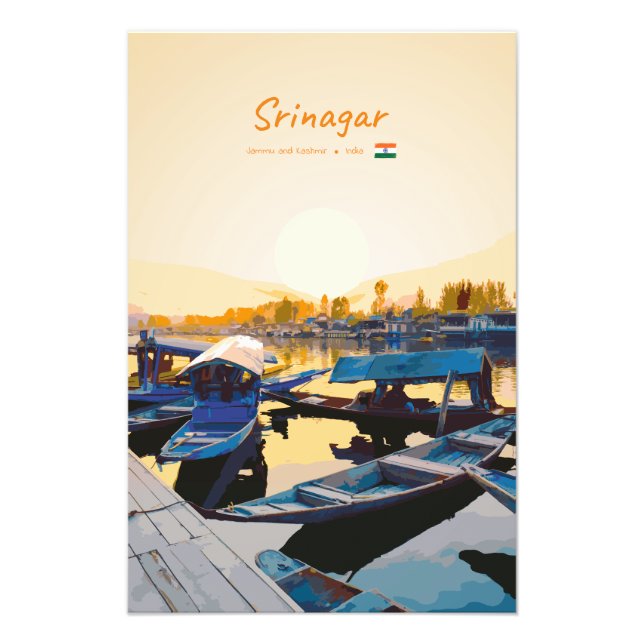 Srinagar, Indien - Dal Lake Shikara-båtar Fototryck (Framsidan)