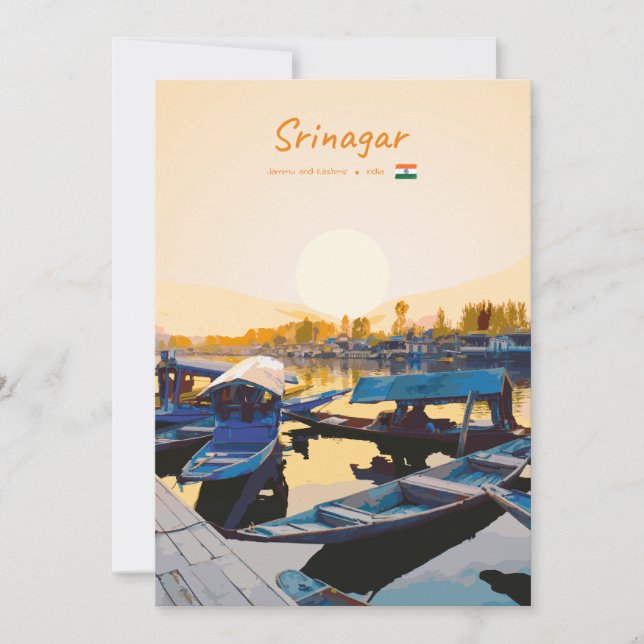 Srinagar, Indien - Dal Lake Shikara-båtar Inbjudningar (Framsida)