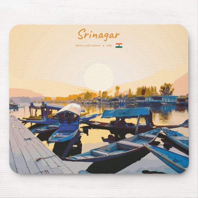 Srinagar, Indien - Dal Lake Shikara-båtar Musmatta (Framsidan)