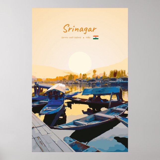 Srinagar, Indien - Dal Lake Shikara-båtar Poster (Framsidan)