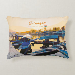 Srinagar, Indien - Dal Lake Shikara-båtar Prydnadskudde