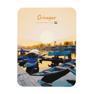Srinagar, Indien - Dal Lake Shikara-båtar rundade Magnet