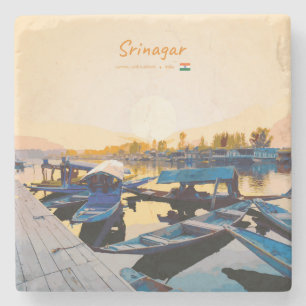 Srinagar, Indien - Dal Lake Shikara-båtar Stenunderlägg