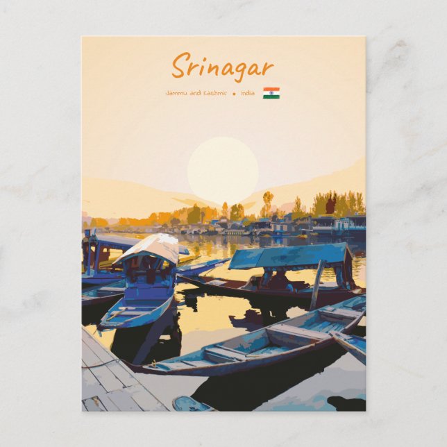 Srinagar, Indien - Dal Lake Shikara-båtar Vykort (Framsida)