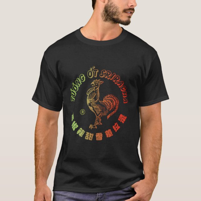 Sriracha Hett Sauce Red and Grönt Gradient T Shirt (Framsida)