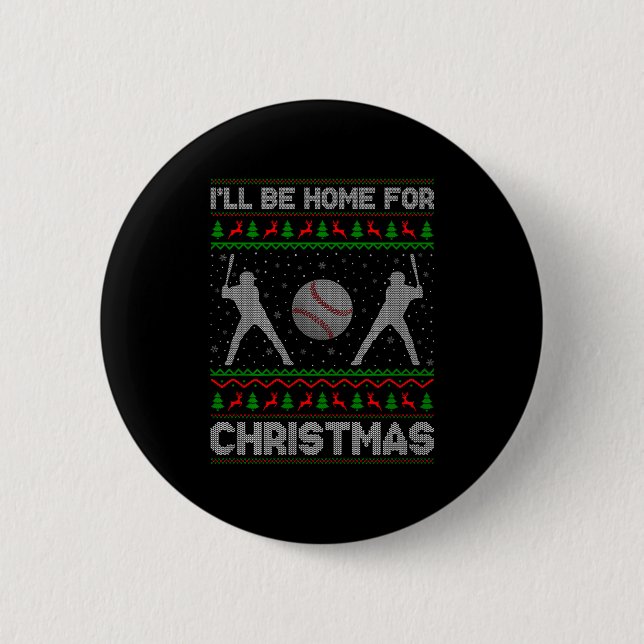 Srty Baseball Player Ugly Christmas Sweaters Xmas  Knapp (Framsida)