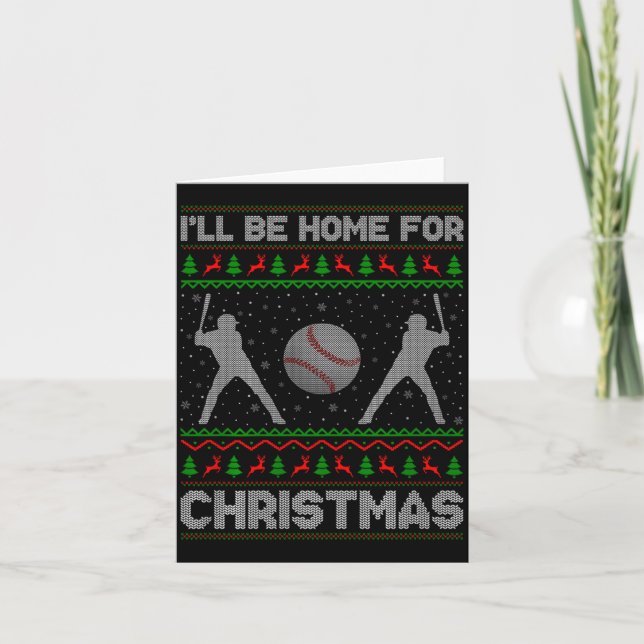 Srty Baseball Player Ugly Christmas Sweaters Xmas  Kort (Framsida)