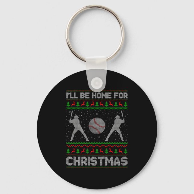 Srty Baseball Player Ugly Christmas Sweaters Xmas  Nyckelring (Framsida)