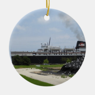 SS Badger Coal Frakt Manitowoc, WI Julafton Orname Julgransprydnad Keramik