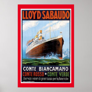 SS Conte Biancamano Vintage Frakt Poster