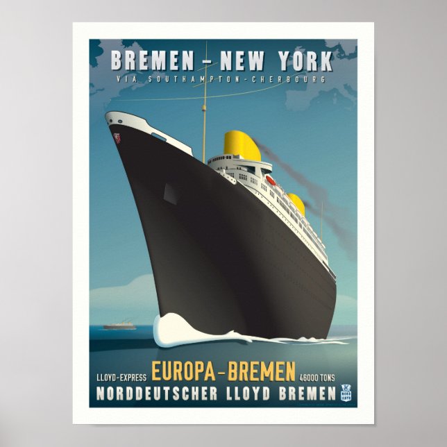 SS Europa Art Deco Travel Poster (Framsidan)