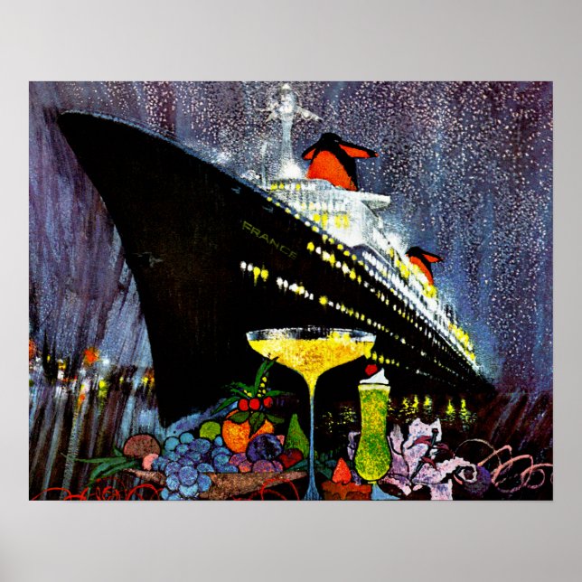 ss Frankrike med champagne Poster (Framsidan)