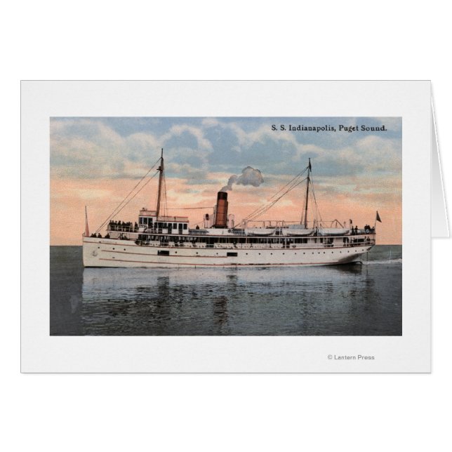 SS Indianapolis Steamer View Hälsningskort (Framsidan Horizontal)