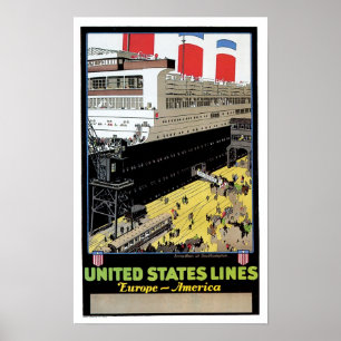 SS Leviathan at Dock - United Stater Linjer Poster