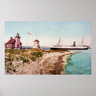 SS Manitou på hamnen pekar, Michigan Poster