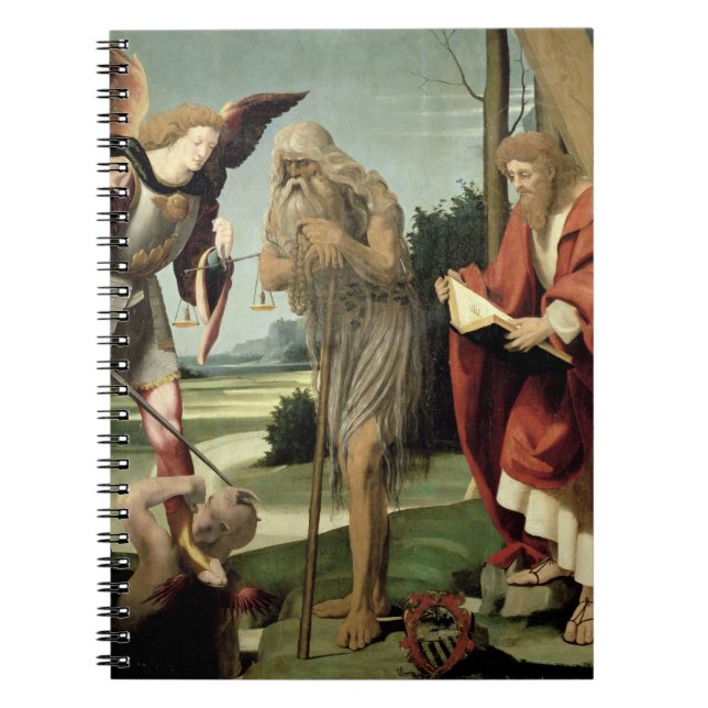 SS. Michael, Andrew och Onuphrius (olja på panel) Anteckningsbok (Framsidan)