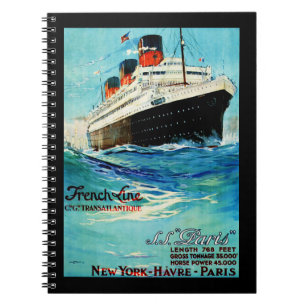 ss Paris ~ Fransk Line Anteckningsbok Med Spiral