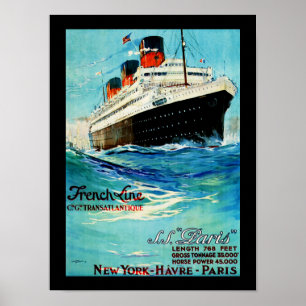 ss Paris ~ Fransk Line Poster