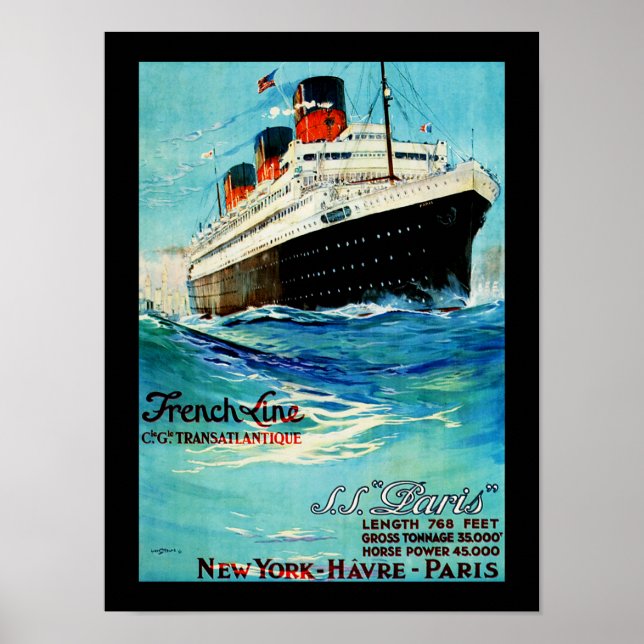 ss Paris ~ Fransk Line Poster (Framsidan)
